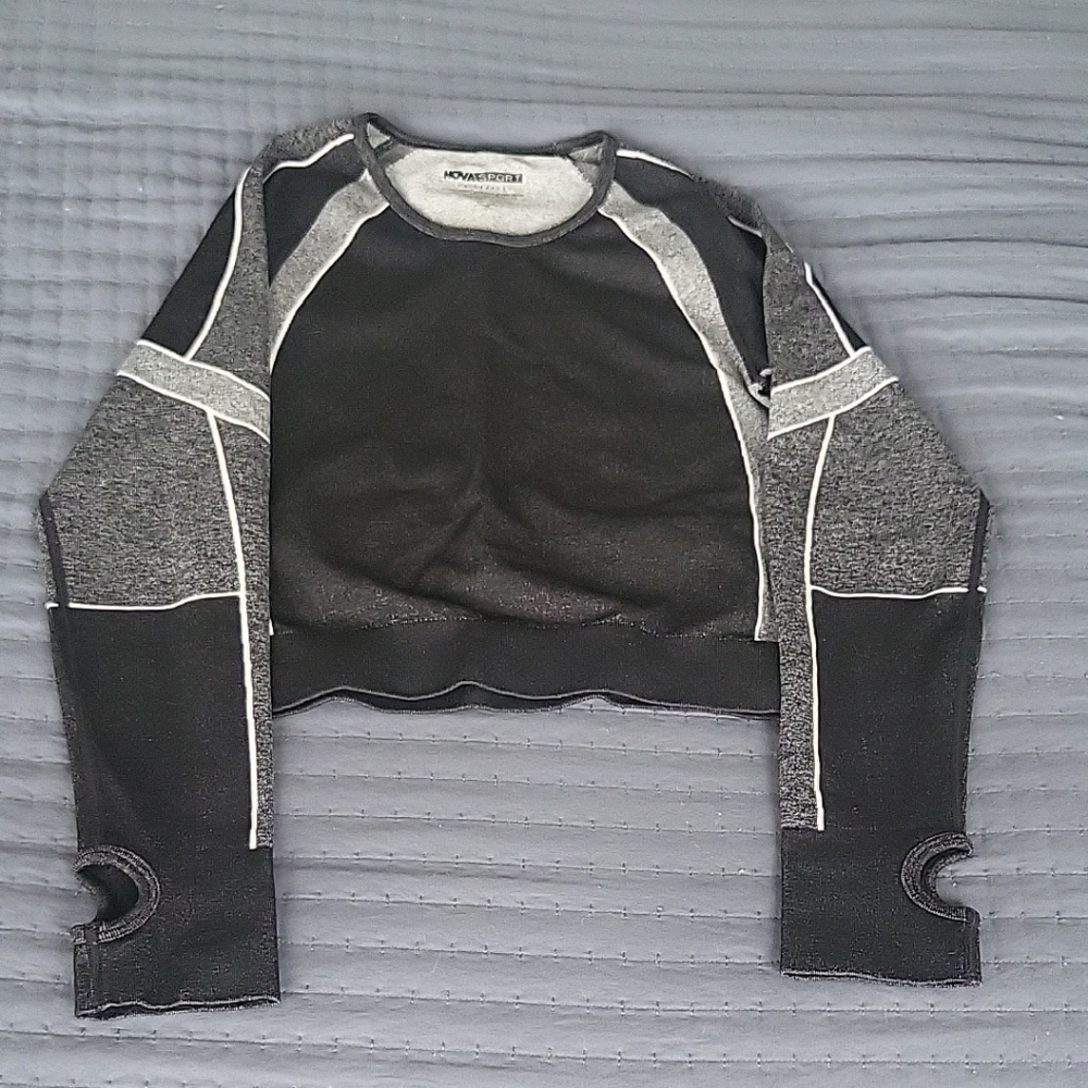 Fashion Nova Black and Gray Cropped Sweater And Leggings